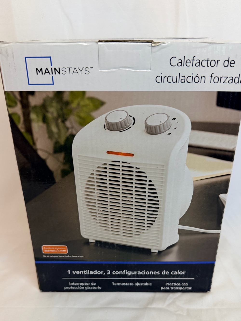 Mainstays Comfort Glow White Portable Space Heater - Compact Fan Heater